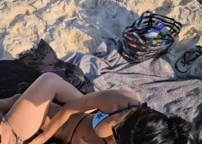 With my big ass milf friend on the beach!!