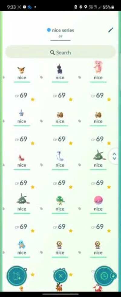 Some people hunt for shinies and hundos...I've been hunting for 69 69cp pokemon and have succeeded!