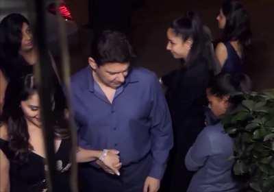 Madhuri Dixit cleavage close-up at Mickey Contractor's party