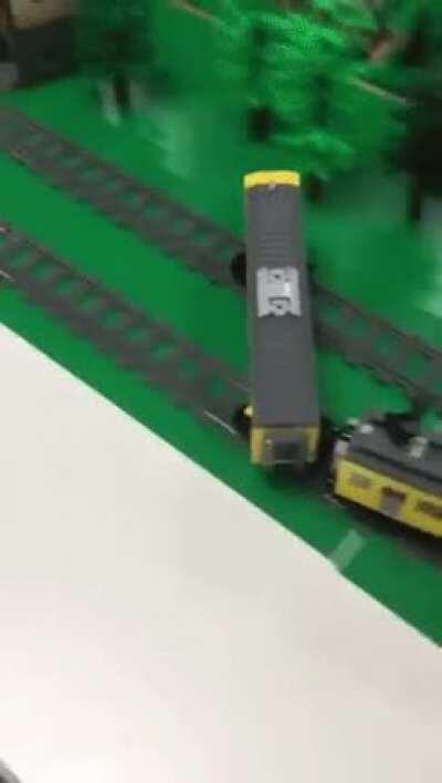 This toy train just drifted