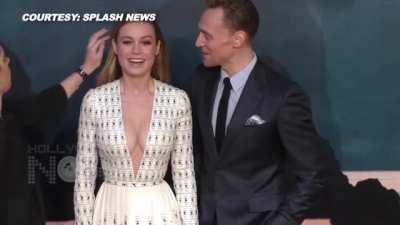 Tom Hiddlestone gets caught checking out Brie Larson‘s cleavage