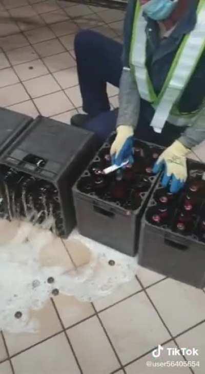 Emptying beer that can’t be sold due to COVID-19