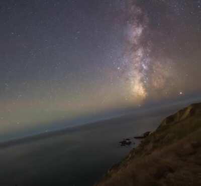 Milky Way stabilized shows the Earth is spinning through space