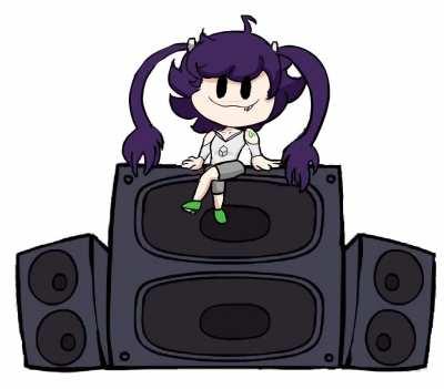 IC-0n sitting on a speaker box [colored and gif] (artwork by ☆Marian☆ on Discord)