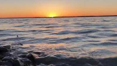 These tiny waves at sunset