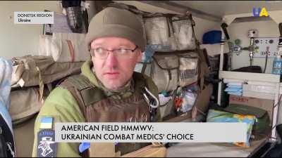 Military doctors serving to rescue Ukrainian soldiers on the outskirts of Bakhmut in a HMMWV ambulance 11/2023