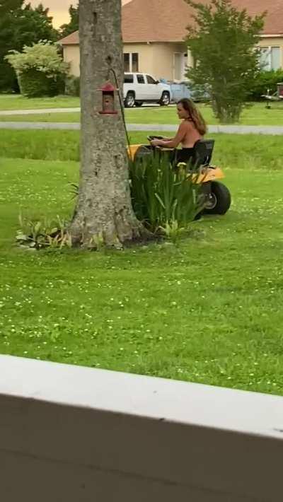 Mowing the lawn