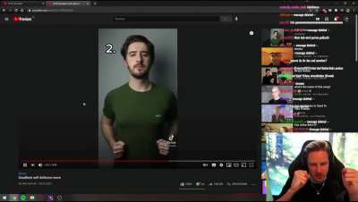 German streamer watching a self-defense video
