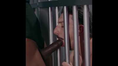 Lucky prison inmate gets fucked behind bars by sexy prison guard