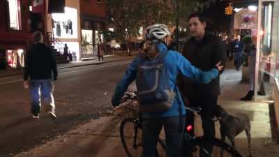 Angry Cyclist vs Dog Walker.