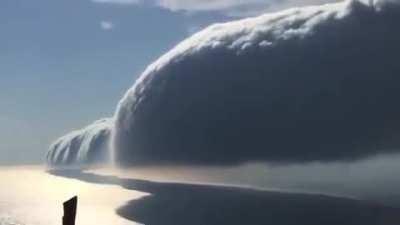 Stunning roll cloud over Lake Michigan.