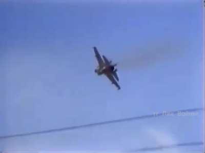 Coup attempt on November 27, 1992 in Venezuela, footage shows a loyalist F-16 shooting down a rebel OV-10 Bronco at El Libertador Air base, from a 20 mm M61A1 six-barrel cannon. The pilots ejected and were soon arrested