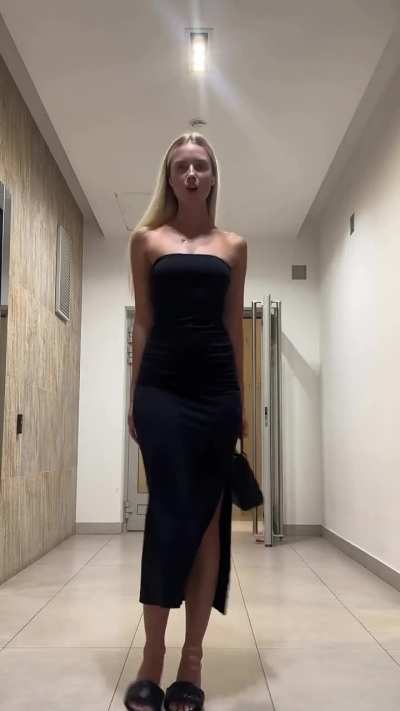 Polina Malinovskaya - Modeling in a Long Black Dress and Heels (IG Story Clip)