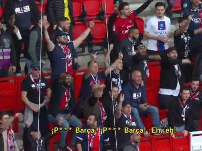 Players reaction to PSG ultras chanting “Puta Barça” before the game 