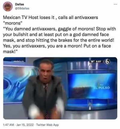 Mexican TV host calls antivaxxers “morons”