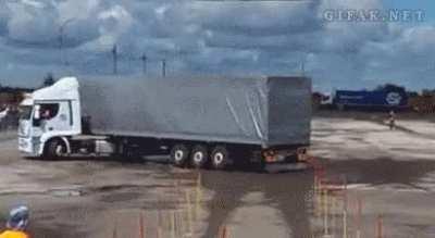 Truck making a U-turn