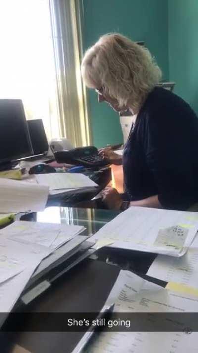 After seeing a video shared of people speedworking, I thought my mom (a Certified Public Accountant) should join the party as well!