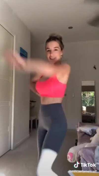 Cute dance in sports bra