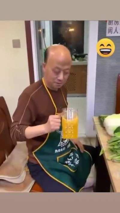 Son buys Dad a beer, Dad shares the beer with Mum