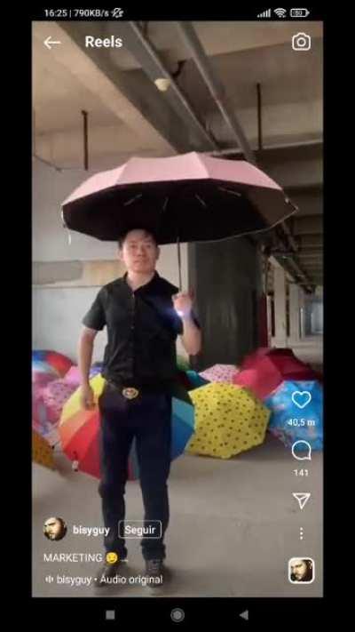 This man just dropped the only advertise for umbrellas ever I ever seen and refused to elaborate more.