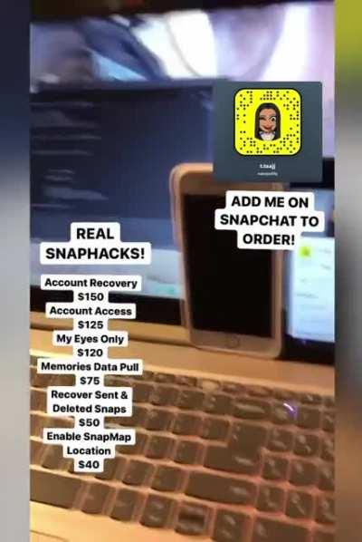 Real Snapchat, Instagram, Facebook & More Hacks Available! Add @naequality on Snapchat to order! Telegram Group Link In Comments Below 👇