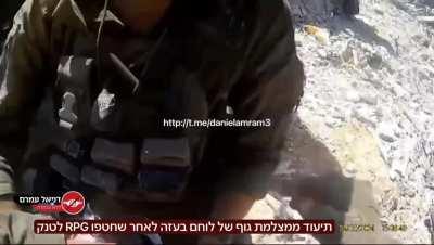 Helmet footage from an Israeli soldier in a tank hit by an RPG. Gaza, June 2024