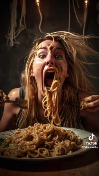 Eating spaghetti