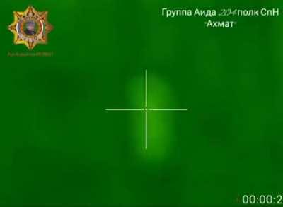 Work of a Chechen Aida group sniper in Serebryansky forestry [blurry]