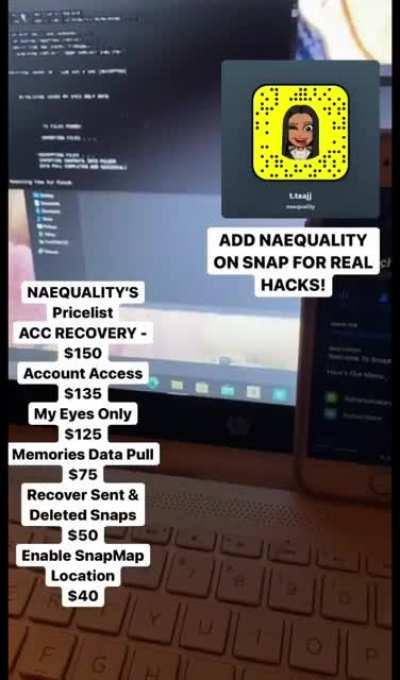 Real Snapchat, Instagram, Twitter ,Facebook &amp;amp; More Social Media Hacks Available! Add @naequality on Snapchat to order one today! Telegram Group Link In Comments Below 👇