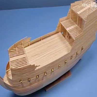 The way he created the model of the ship from the
Pirates of the Caribbean movie is amazing