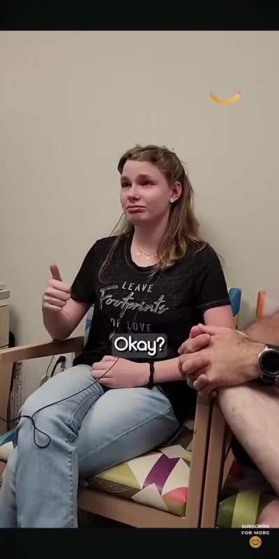 14 year old deaf girl hearing for the first time with cochlear implant: