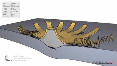 Ballistic impact of a lead bullet striking an armour steel plate