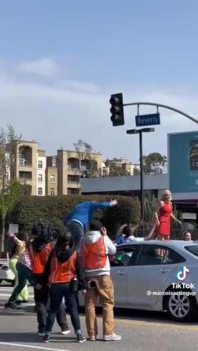 James Carden stopping traffic