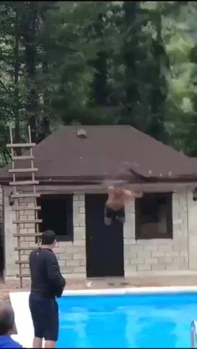 To jump in the pool