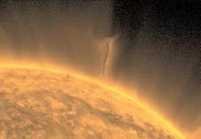 The Tallest dustdevil in the solar system , today as captured by nasa sdo aia 171