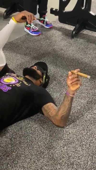 LeBron facetimes his mother while smoking a cigar: &quot;Hey mama. I had to leave the locker room. They going crazy in there right now. I had to get away.&quot;