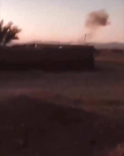 An Iranian local in the outskirts of Saravan records the moment a Pakistani guided bomb struck a BLF position. (Recent)