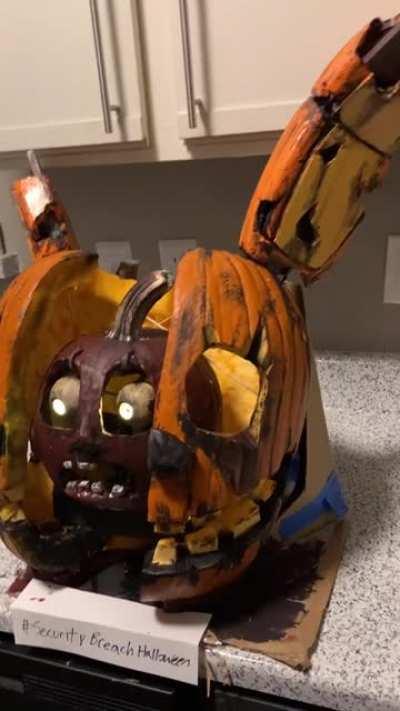 Here’s my Pumpkin for Steel Wool’s contest! I designed it to be more like a Jack-O-Springtrap- I also made some animatronic eyes just to spice it up