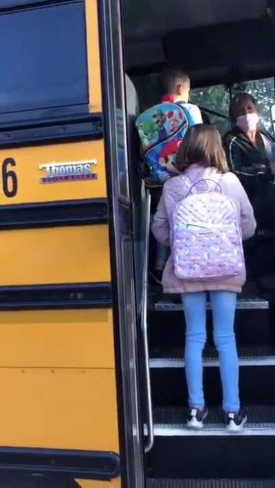 Mean Karen yells at kids on the school bus making them cry