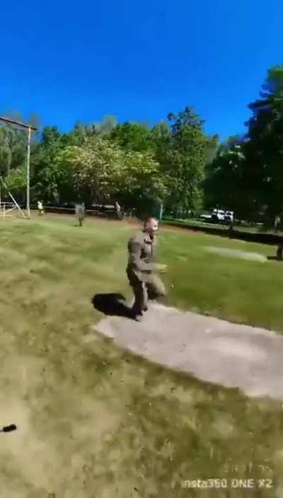 Polish soldier on an obstacle course