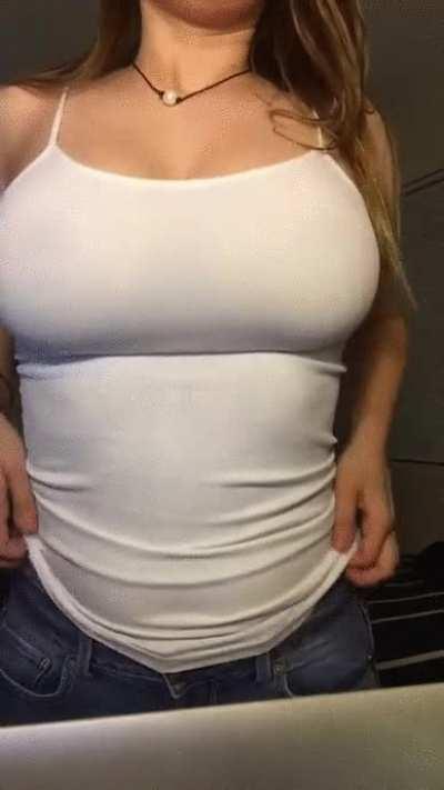 sexy titty drop in a white tank