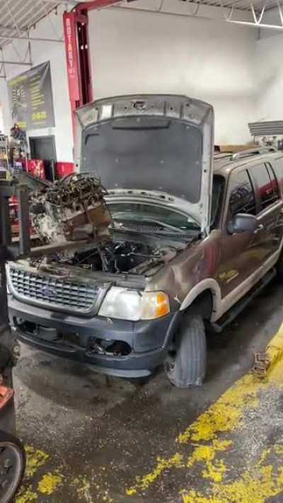 Boss call the customer the motor swap is done they can come pick it up