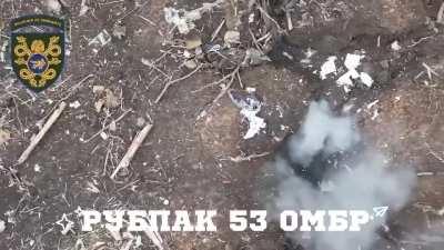 NSFW - Drone unit of the 53rd Mechanized Brigade Striking Russian soldiers with dropped- grenades