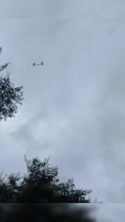 Myanmar Air Force air drops landing on the MNDAA (majority ethnic-Chinese Paramilitary Force) Position during fighting inside a Myanmar Army Battalion base in Lashio (July 2024)