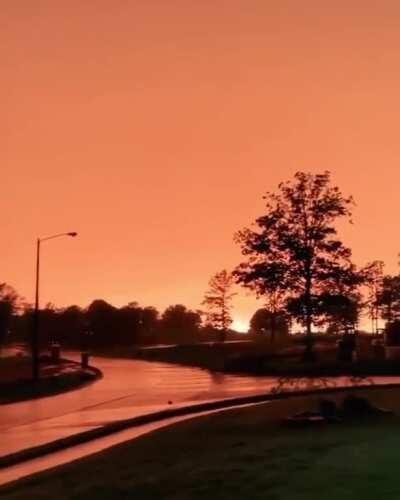 An incredible intersection between a sunset and a storm