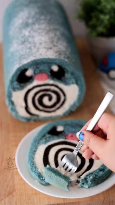Poliwag roll cake, took me over 5 tries to get right, but I'm really proud of it