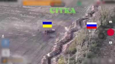 Ukrainian soldiers from 2nd Mechanized Battalion of the 115th Mechanized Brigad supported by artillery, storm a Russian position in their BMP and capture it. Luhansk