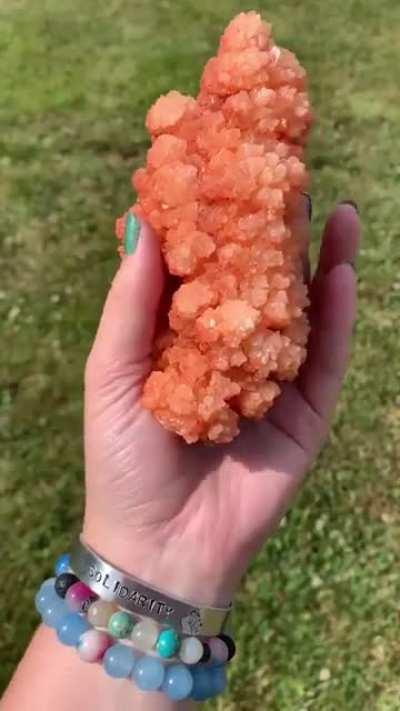 This Red Calcite Cluster looks like Chicken tender