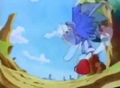 Did sonic just Throw a Rock on Goku 