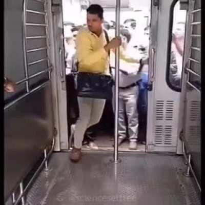 People catching the train in Mumbai